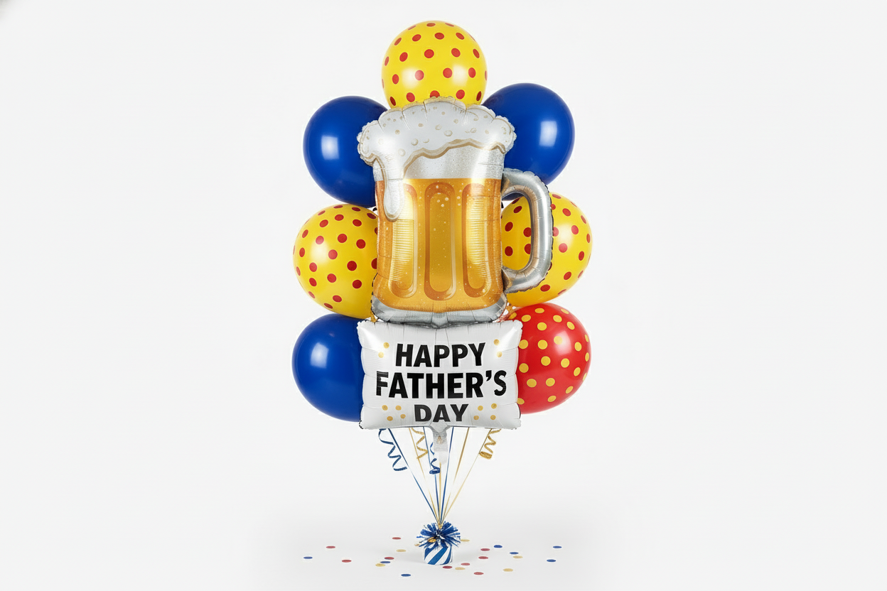 beer balloons smaller and then all the other balloons a bit smaller and more consistent polka dots